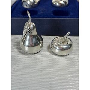 Kirk Stieff Pewter Salt and Pepper Shakers Set‎ Apple Pear 4pc Vintage with Box